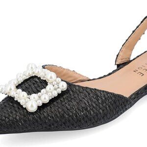 Journee Womens Slingback Jewel Pointed Toe Ballet Flats Slip On 10